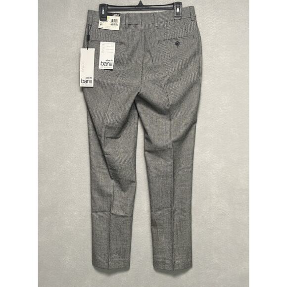 Bar III Suit Separates Men's 30x30 Dress Pants Slim Fit Black/White Plaid NEW - Picture 5 of 11
